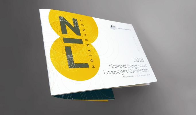 2018 national Indigenous Languages convention event brochure cover design